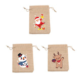 Maxbell 6 Pieces Christmas Pattern Drawstring Burlap Bag 4x5.5inch Party Favors Reindeer