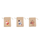 Maxbell 6 Pieces Christmas Pattern Drawstring Burlap Bag 4x5.5inch Party Favors Reindeer