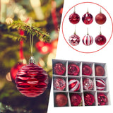 Maxbell 12Pcs Christmas Balls Xmas Tree Hanging Pendants DIY for Home Decorations Red
