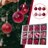 Maxbell 12Pcs Christmas Balls Xmas Tree Hanging Pendants DIY for Home Decorations Red