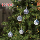 Maxbell 12Pcs Christmas Balls Xmas Tree Hanging Pendants DIY for Home Decorations Argent
