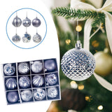 Maxbell 12Pcs Christmas Balls Xmas Tree Hanging Pendants DIY for Home Decorations Argent