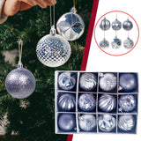 Maxbell 12Pcs Christmas Balls Xmas Tree Hanging Pendants DIY for Home Decorations Argent