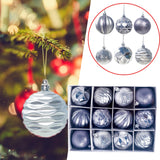 Maxbell 12Pcs Christmas Balls Xmas Tree Hanging Pendants DIY for Home Decorations Argent