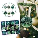 Maxbell 12Pcs Christmas Balls Xmas Tree Hanging Pendants DIY for Home Decorations Green
