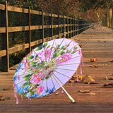 Maxbell Classical Dance Umbrella Handpainted Parasol for Bridal Costume Housewarming Pink