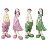 Maxbell 2Pcs Resin Couple Ornament Living Room Figurine Indoor Outdoor Decor Pink