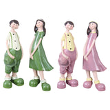 Maxbell 2Pcs Resin Couple Ornament Living Room Figurine Indoor Outdoor Decor Pink