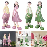Maxbell 2Pcs Resin Couple Ornament Living Room Figurine Indoor Outdoor Decor Pink
