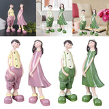 Maxbell 2Pcs Resin Couple Ornament Living Room Figurine Indoor Outdoor Decor Pink