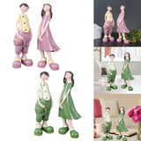 Maxbell 2Pcs Resin Couple Ornament Living Room Figurine Indoor Outdoor Decor Pink