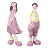Maxbell 2Pcs Resin Couple Ornament Living Room Figurine Indoor Outdoor Decor Pink
