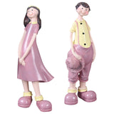 Maxbell 2Pcs Resin Couple Ornament Living Room Figurine Indoor Outdoor Decor Pink