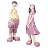 Maxbell 2Pcs Resin Couple Ornament Living Room Figurine Indoor Outdoor Decor Pink