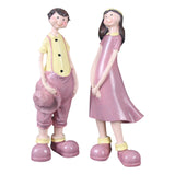 Maxbell 2Pcs Resin Couple Ornament Living Room Figurine Indoor Outdoor Decor Pink