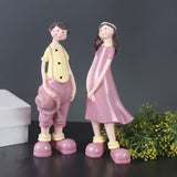 Maxbell 2Pcs Resin Couple Ornament Living Room Figurine Indoor Outdoor Decor Pink