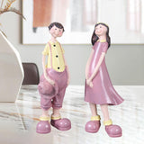 Maxbell 2Pcs Resin Couple Ornament Living Room Figurine Indoor Outdoor Decor Pink