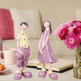 Maxbell 2Pcs Resin Couple Ornament Living Room Figurine Indoor Outdoor Decor Pink