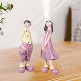 Maxbell 2Pcs Resin Couple Ornament Living Room Figurine Indoor Outdoor Decor Pink