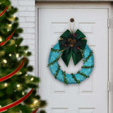 Maxbell 9.8inch Xmas Wreath Tabletop Centerpieces for Farmhouse Parties Fireplace Blue