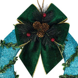 Maxbell 9.8inch Xmas Wreath Tabletop Centerpieces for Farmhouse Parties Fireplace Blue