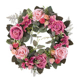 Maxbell 45cm Artificial Wreath Photography Props Garland for Living Room Home Door Pink