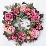 Maxbell 45cm Artificial Wreath Photography Props Garland for Living Room Home Door Pink