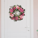 Maxbell 45cm Artificial Wreath Photography Props Garland for Living Room Home Door Pink