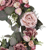Maxbell 45cm Artificial Wreath Photography Props Garland for Living Room Home Door Dark Pink