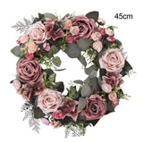 Maxbell 45cm Artificial Wreath Photography Props Garland for Living Room Home Door Dark Pink