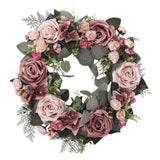 Maxbell 45cm Artificial Wreath Photography Props Garland for Living Room Home Door Dark Pink