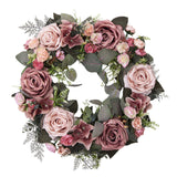 Maxbell 45cm Artificial Wreath Photography Props Garland for Living Room Home Door Dark Pink