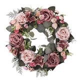 Maxbell 45cm Artificial Wreath Photography Props Garland for Living Room Home Door Dark Pink