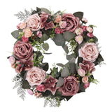 Maxbell 45cm Artificial Wreath Photography Props Garland for Living Room Home Door Dark Pink