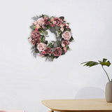 Maxbell 45cm Artificial Wreath Photography Props Garland for Living Room Home Door Dark Pink