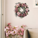 Maxbell 45cm Artificial Wreath Photography Props Garland for Living Room Home Door Dark Pink