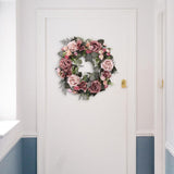 Maxbell 45cm Artificial Wreath Photography Props Garland for Living Room Home Door Dark Pink