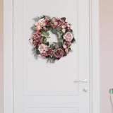 Maxbell 45cm Artificial Wreath Photography Props Garland for Living Room Home Door Dark Pink