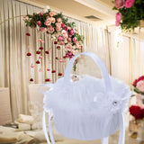 Maxbell Flower Girl Basket Decor Elegant Multipurpose for Bridesmaid Bride Ceremony Fuzz