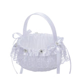 Maxbell Flower Girl Basket Decor Elegant Multipurpose for Bridesmaid Bride Ceremony Lace