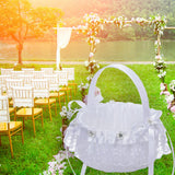 Maxbell Flower Girl Basket Decor Elegant Multipurpose for Bridesmaid Bride Ceremony Lace