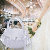 Maxbell Flower Girl Basket Decor Elegant Multipurpose for Bridesmaid Bride Ceremony Lace