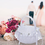 Maxbell Flower Girl Basket Decor Elegant Multipurpose for Bridesmaid Bride Ceremony Lace