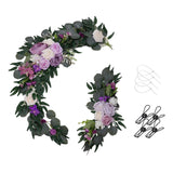 Maxbell 2Pcs Flower Swag Wedding Ceremony Rustic Wreath for Ornament Reception Violet