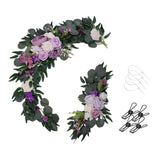 Maxbell 2Pcs Flower Swag Wedding Ceremony Rustic Wreath for Ornament Reception Violet
