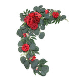 Maxbell 2Pcs Flower Swag Wedding Ceremony Rustic Wreath for Ornament Reception Red