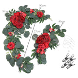 Maxbell 2Pcs Flower Swag Wedding Ceremony Rustic Wreath for Ornament Reception Red