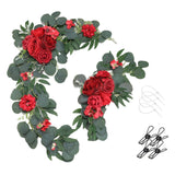 Maxbell 2Pcs Flower Swag Wedding Ceremony Rustic Wreath for Ornament Reception Red