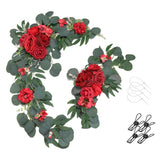 Maxbell 2Pcs Flower Swag Wedding Ceremony Rustic Wreath for Ornament Reception Red