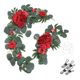 Maxbell 2Pcs Flower Swag Wedding Ceremony Rustic Wreath for Ornament Reception Red
